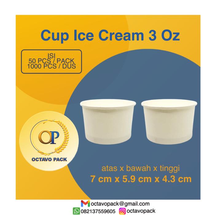 Jual Paper Ice Cream Cup 3 Oz Cold Polos Dpe / Gelas Kertas Es Krim 3 ...