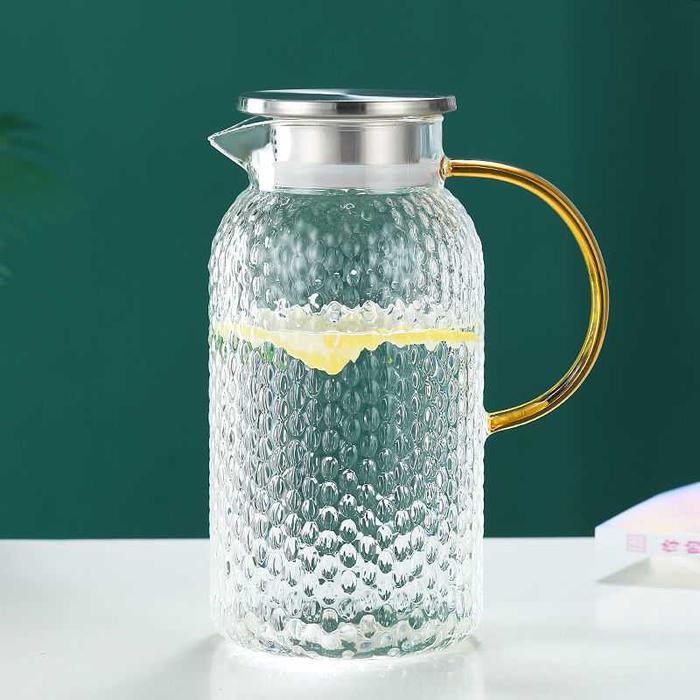 Gambar Teko Kaca Tahan Panas Kopi Teh Motif Hammer Kulit Jeruk 1.8 Liter - 1.8 L dari Sela Rumah undefined Tokopedia