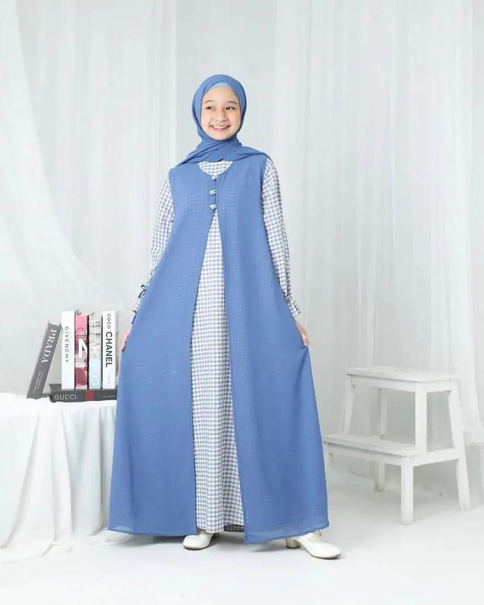 Gambar Baju Muslim Gamis Anak Perempuan Umur 10 11 - 12 - 13 - 14 Tahun - denim dari GROSIR PAKAIAN MUSLIM STORE undefined Tokopedia