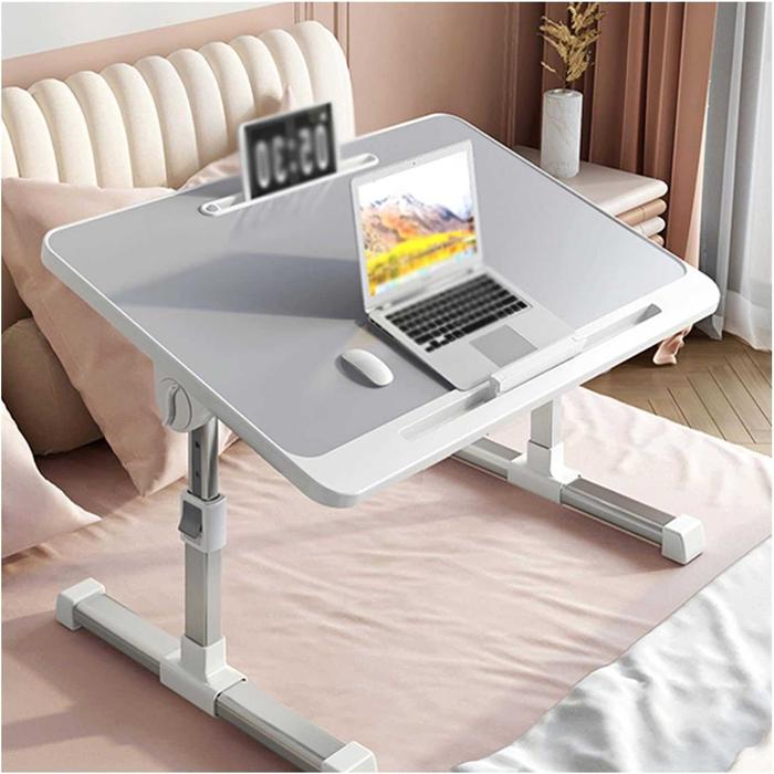 Gambar Meja Lipat Portable Laptop Lesehan Belajar Bed Table Adjustable Foldab - Abu-abu dari Tokomarttt undefined Tokopedia
