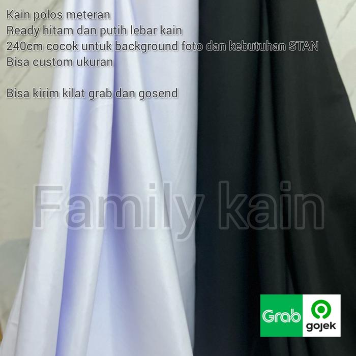 Gambar kain polos meteran hitam dan putih lebar kain 2.4meter - Putih, 4m x 2.4m dari Familysprei. undefined Tokopedia