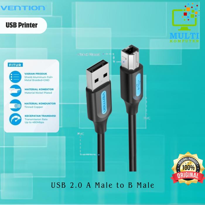 Gambar Vention COQ 2 Meter Kabel Data Printer USB 2.0 A Male to B Male dari Multi Komputer undefined Tokopedia