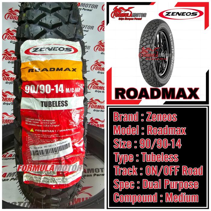 Gambar Ban Motor Zeneos Ring 14 Tubeless 90/90-14 All Type - Roadmax dari Formula Motor THB undefined Tokopedia