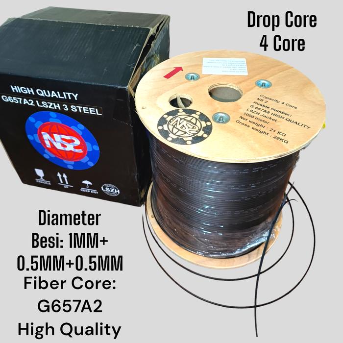 Gambar kabel fo drop core 6 core 3 seling NS2 high quality fiber optik - 4CORE 3SELING dari NS2 INDONESIA undefined Tokopedia