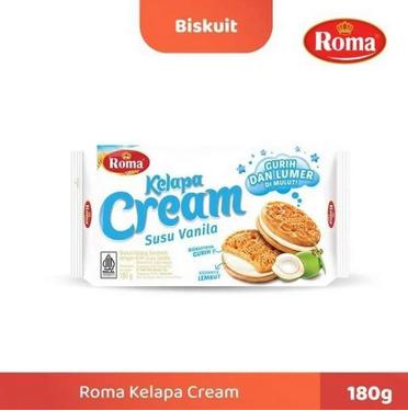 Gambar ROMA KELAPA CREAM SUSU VANILLA BISCUITS SANDWICH 180 GR dari Kini Mart Surabaya undefined Tokopedia