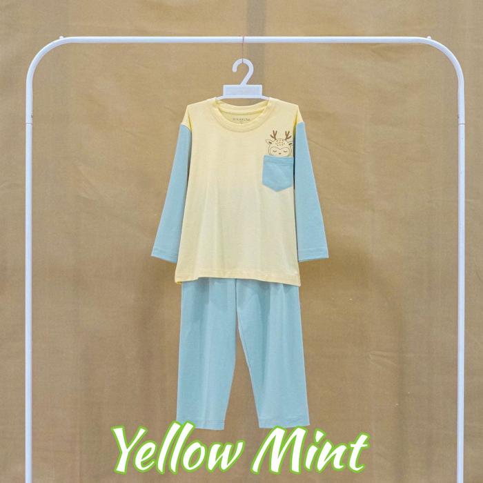 Gambar HIKARUSA LONG SLEEVE LONG PANTS PIYAMA ANAK/BAYI TENCEL - YELLOW MINT, Kids 10Y dari mybabyshop bdg undefined Tokopedia
