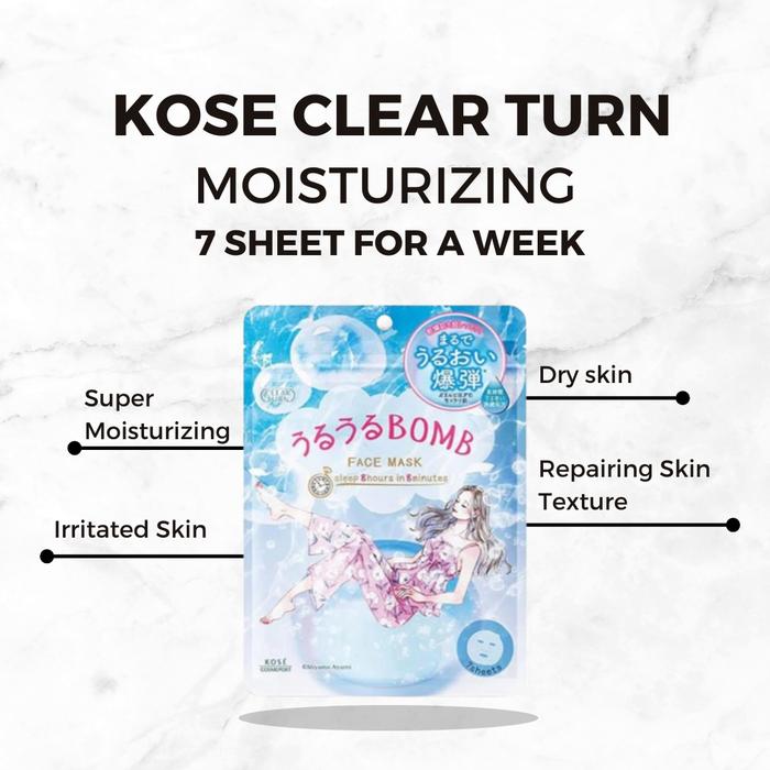 Gambar KOSE Clear Turn Better Than Sleep Face Mask (7 Sheets) Jepang Asli - Biru-Moisturize dari Arch Mall Indonesia undefined Tokopedia