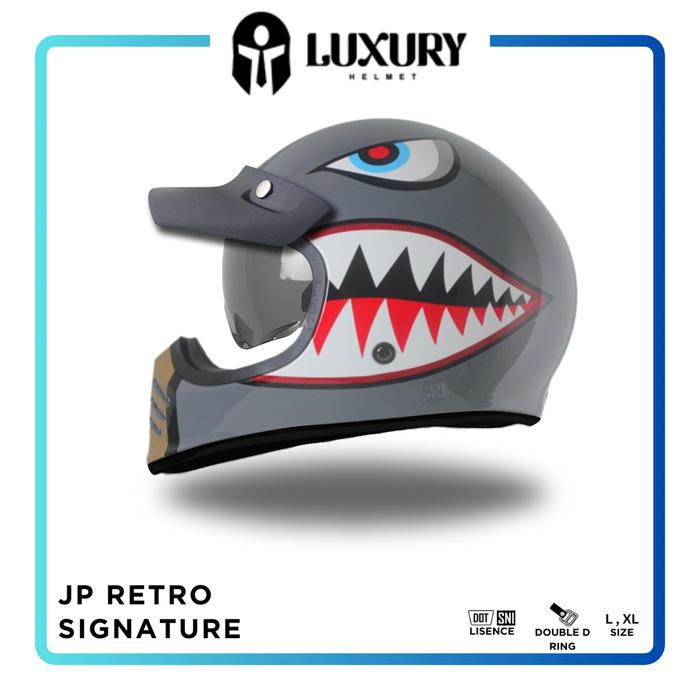 Gambar Helm Cakil - Helm JP RETRO SIGNATURE - SG07 - Classic - DarkGreyGloss, L dari LuxuryHelmet undefined Tokopedia