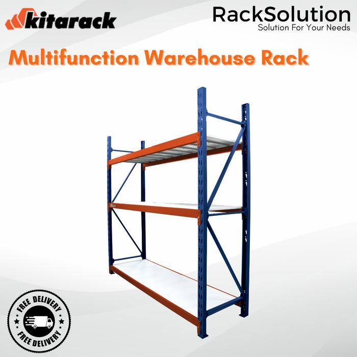 Gambar Rak Gudang Besi 1 Ton / Layer Heavy Duty Starter Rack 3 Meter Biru - Merah, 2 Layer dari Racksolution undefined Tokopedia
