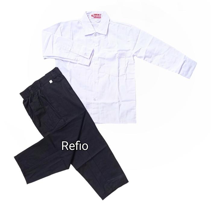 Gambar Setelan Seragam MI Hitam Putih Laki-laki Baju Panjang Celana Panjang - Baju + Celana, 11 Tahun dari REFIO undefined Tokopedia
