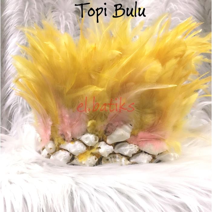 Gambar Topi Adat Bulu Papua Kalimantan - Kuning dari EL BATIKS undefined Tokopedia