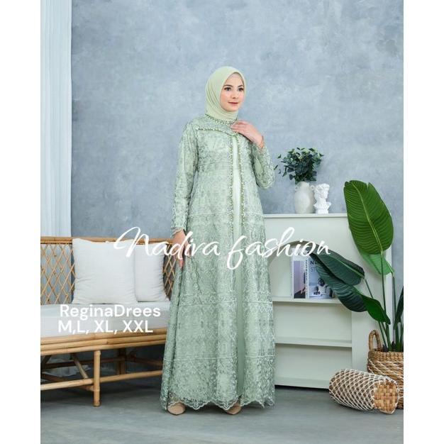 Gambar New 0Gamis Modern/Gamis Regina Kebaya Wisuda Modern / Dress Pesta - Sage greenn, XL dari Hasna_StoreID undefined Tokopedia