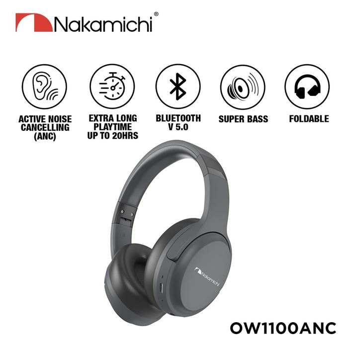 Gambar Nakamichi OW1100ANC Active Noise Cancelling Wireless Headphone - Black - Hitam dari Genzomono undefined Tokopedia