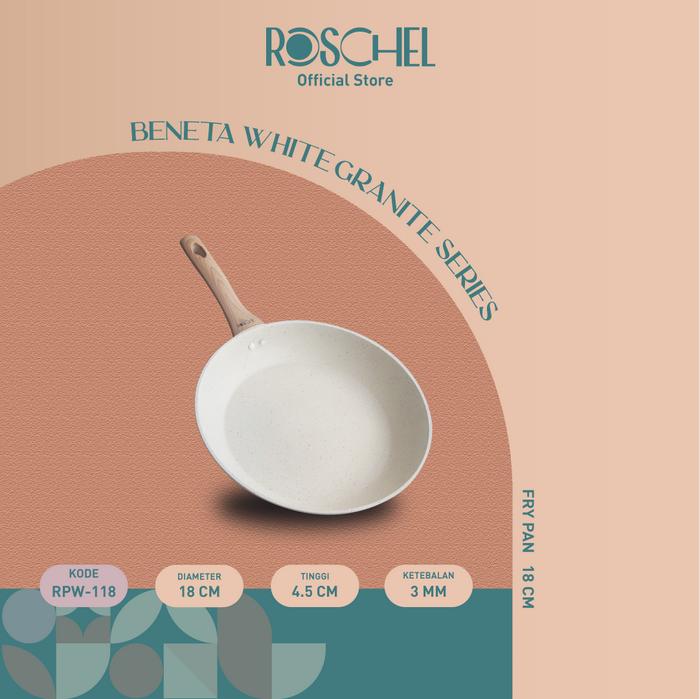 Gambar Roschel Beneta White Marble Coating Non-Stick Frypan 18 ,  20 , 22 , 24 , 26 , 28 cm Panci Wajan Penggorengan Fry Pan Anti Lengket Induksi Putih - Frypan 18cm dari Roschel Home undefined Tokopedia