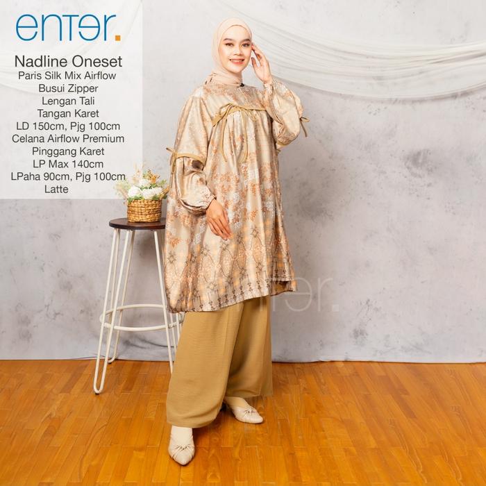 Gambar setelan celana jumbo terbaru ld 150 one set super jumbo nadline - latte dari Wirawan Asli undefined Tokopedia