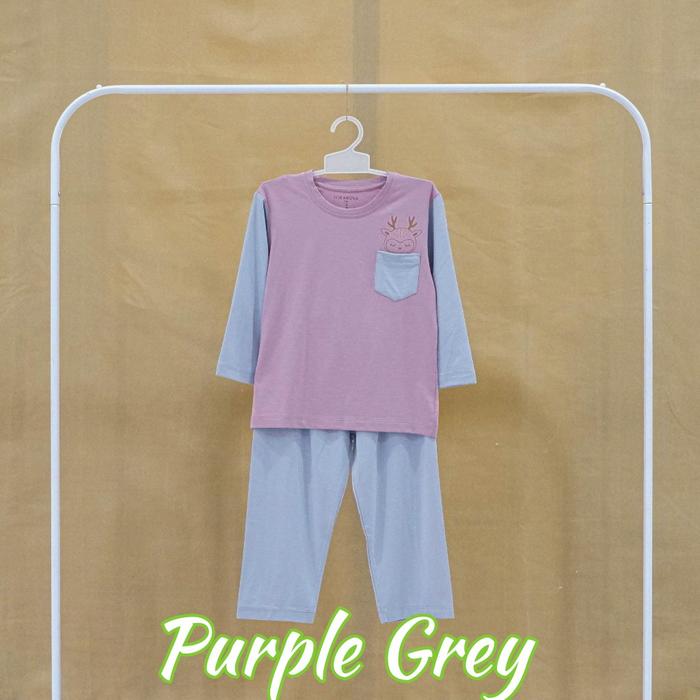 Gambar HIKARUSA LONG SLEEVE LONG PANTS PIYAMA ANAK/BAYI TENCEL - PURPLE GREY, Kids 8Y dari mybabyshop bdg undefined Tokopedia