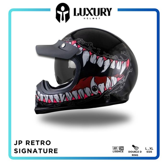 Gambar Helm Cakil - Helm JP RETRO SIGNATURE - SG06 - Classis - SuperBlackGloss, L dari LuxuryHelmet undefined Tokopedia