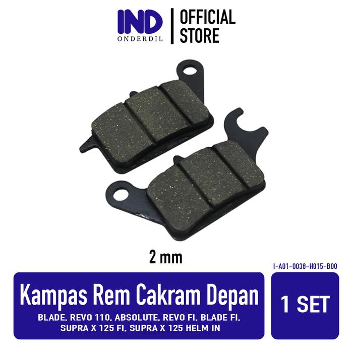 Gambar Kampas Rem Cakram Depan Blade FI & Revo 110 FI Absolute & Supra X 125 Fi Helm in Kanvas Discpad Dispad Disped Disc Dis Pad Ped - 2 mm dari IND Onderdil undefined Tokopedia