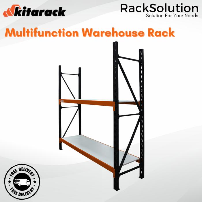 Gambar Rak Gudang Besi 1 Ton / Layer Heavy Duty Starter Rak 2.5M P 1.5M Hitam - Merah, 2 Layer dari Racksolution undefined Tokopedia