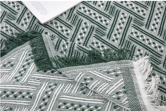 Gambar Nordic Blanket / Selimut Sofa Uk. 180 x 230 cm - White DarkGreen dari Deco Hause undefined Tokopedia