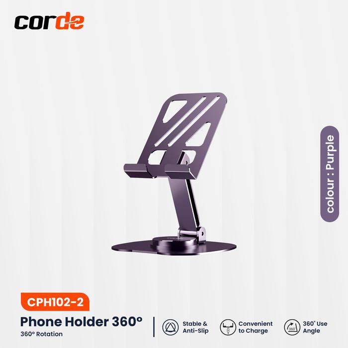 Gambar CORDE Aluminium Foldable Phone Tablet Holder 360 Rotation CPH102 - Ungu dari Corde Pekanbaru undefined Tokopedia