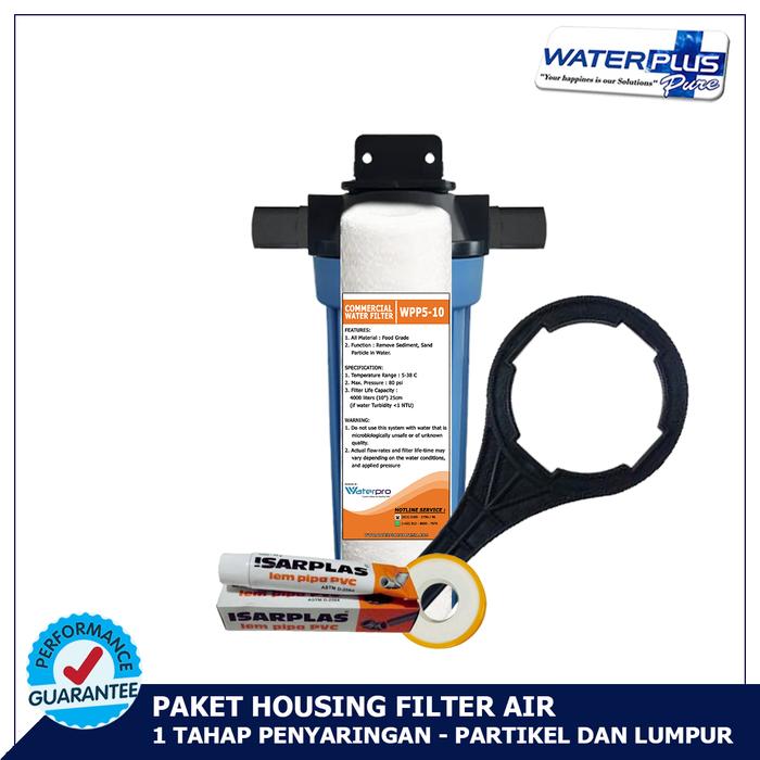Gambar Housing Filter Air 10 Inch - Paket Filter Air Pipa 1 Tahap Penyaringan - WPP 5mic dari Filter Air Waterpro undefined Tokopedia