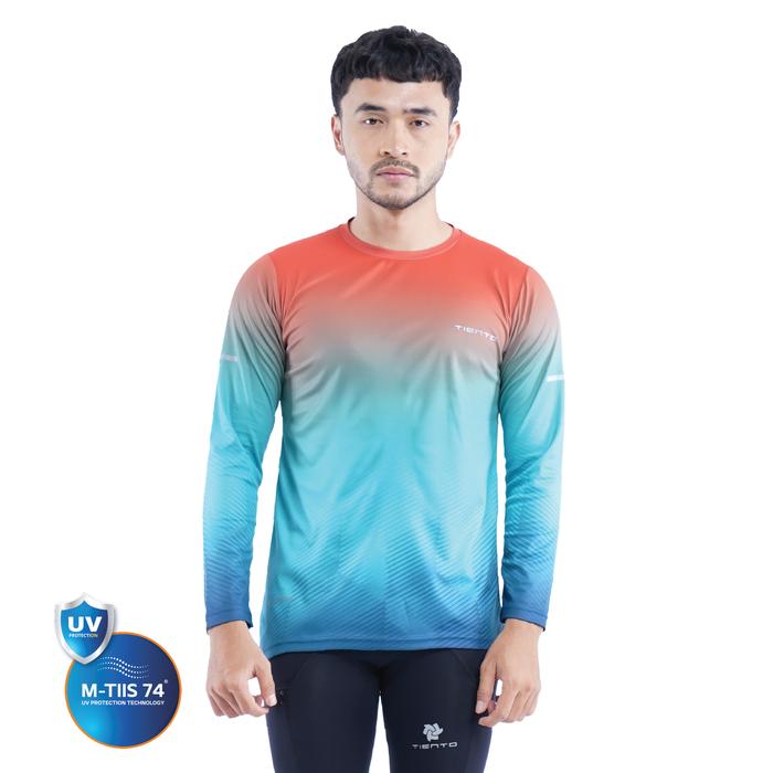 Gambar Tiento Jersey Running Kaos Olahraga Dry fit Baju Lari Pria Panjang - BLUE CANYON, XXL dari TIENTO INDONESIA undefined Tokopedia