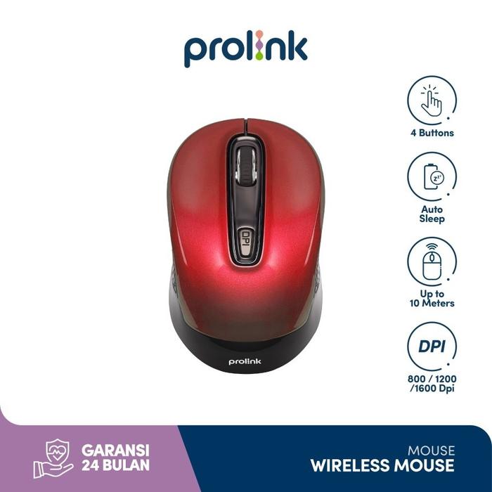 Gambar MOUSE WIRELESS PROLINK PMW6008 4 BUTTON DPI SELECTION - Merah dari Dityashop Tech undefined Tokopedia