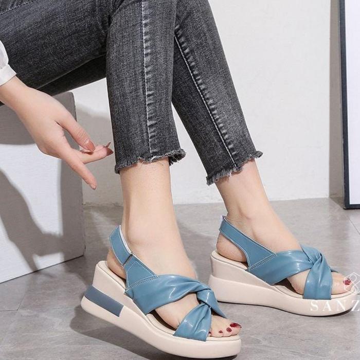 GUDANG TAS -Sepatu wedges sandal wanita hak 6cm IMPORT blue high heels  Biru, 36 di Toko Cantik Bersama_new Tokopedia