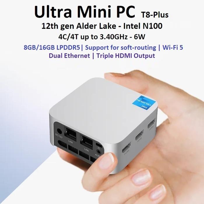 Gambar Ultra Mini PC Win 11 Intel 8GB 16GB DDR5 SSD HTPC HDMI Ethernet - T8-PLUS, 8GB / 256GB dari Plushy Store undefined Tokopedia