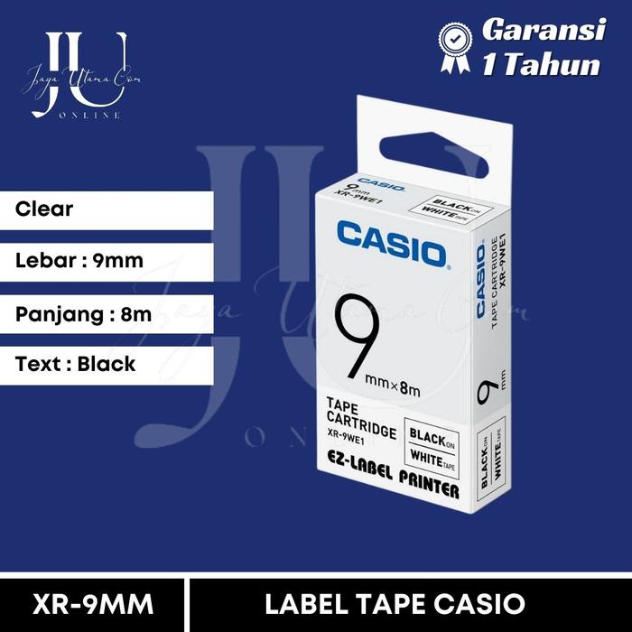 Casio XR-9WE Tape Zwart op Wit 9mm (Huismerk