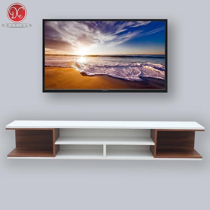 Gambar Furniture Meja Tv Nakas Gantung 120X20 Cmrak Tv Tempel Dinding - Putih-Coklat dari Evitshell undefined Tokopedia