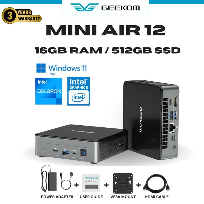 Gambar Mini PC Geekom Mini Air 11 Intel N5095 8+256GB Windows 11 Pro Quadcore - Mini Air12 dari GEEKOM ID undefined Tokopedia