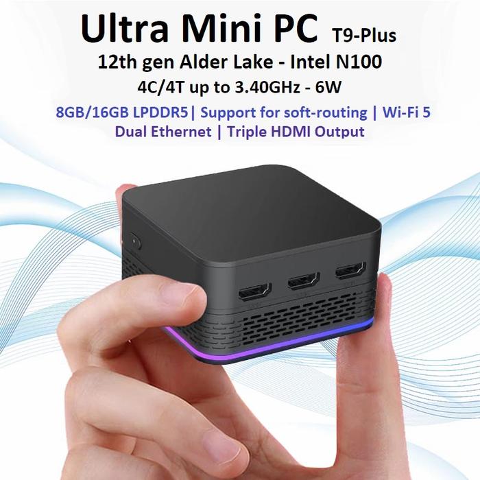 Gambar Ultra Mini PC Win 11 Intel 8GB 16GB DDR5 SSD HTPC HDMI Ethernet - T9-PLUS, 8GB / 256GB dari Plushy Store undefined Tokopedia