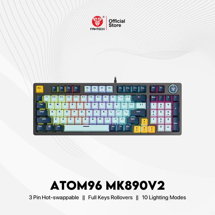 Gambar Fantech ATOM96 MK890 V2 Mizu Series RGB Mechanical Gaming Keyboard - Sky Blue, Red Switch dari Starcomp Purwokerto undefined Tokopedia