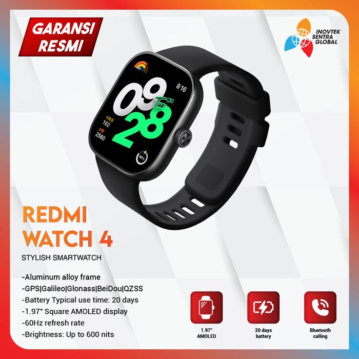 Gambar Xiaomi MI Redmi Watch 4 Smartwatch with BT Call Support NFC GPS AMOLED - Black dari Inovtek Sentra Global undefined Tokopedia