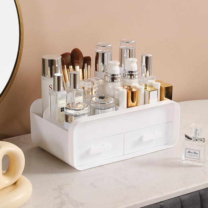 Gambar AMEL - Rak Kosmetik 2 Laci Rak Makeup Serbaguna Rak Kosmetik - Putih dari Haver Home undefined Tokopedia