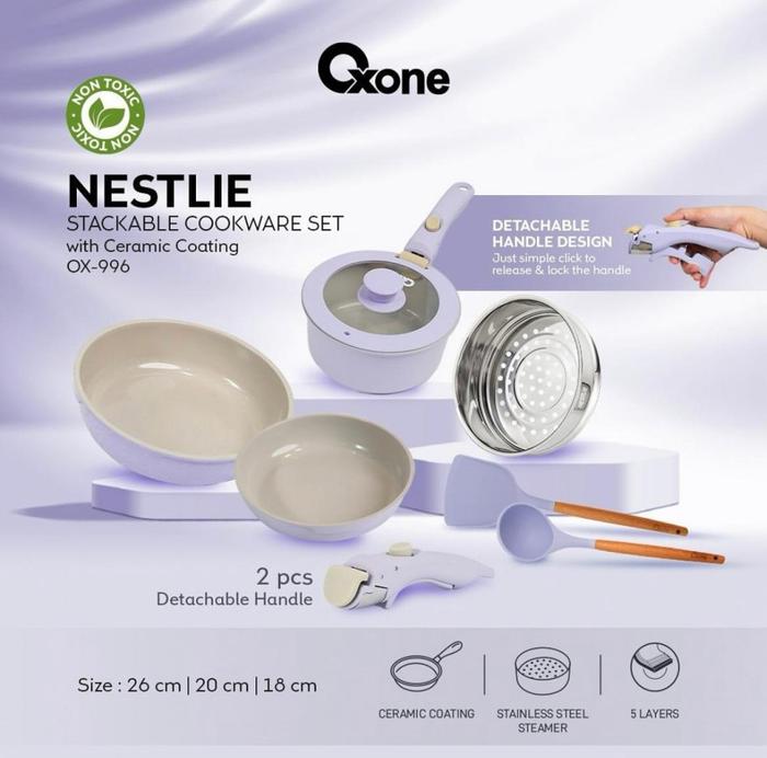 Gambar Oxone OX996 Nestlie Stackable Cookware Set - Lavender dari Juwita Online undefined Tokopedia