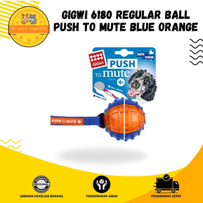 Jual MAINAN ANJING GIGWI 6180 REGULAR BALL PUSH TO MUTE BLUE