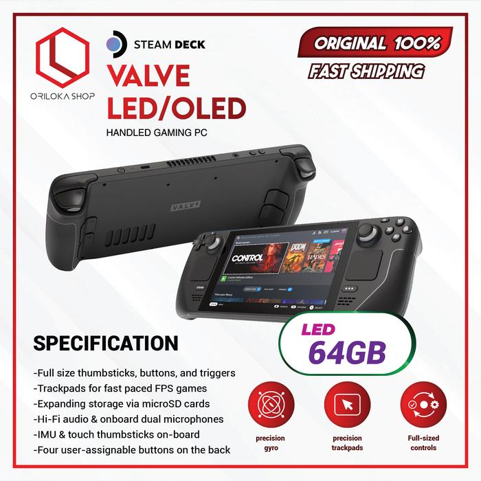 Gambar Steam Deck Valve Handheld Gaming PC  Steamdeck LED / OLED - LED 64GB dari Oriloka Shop undefined Tokopedia