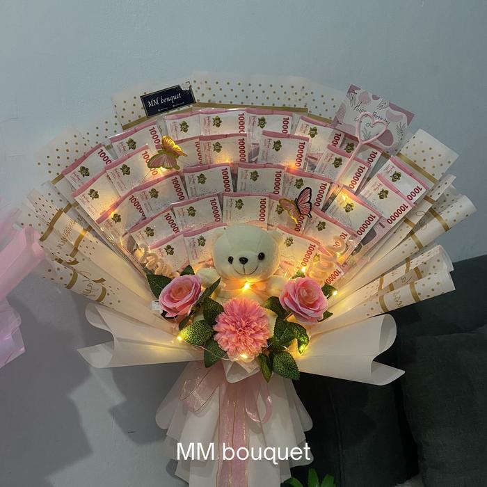 Gambar buket kosongan uang boneka 30 Lembar -kerangka uang 30 lembar - LED dari MM bouquet undefined Tokopedia