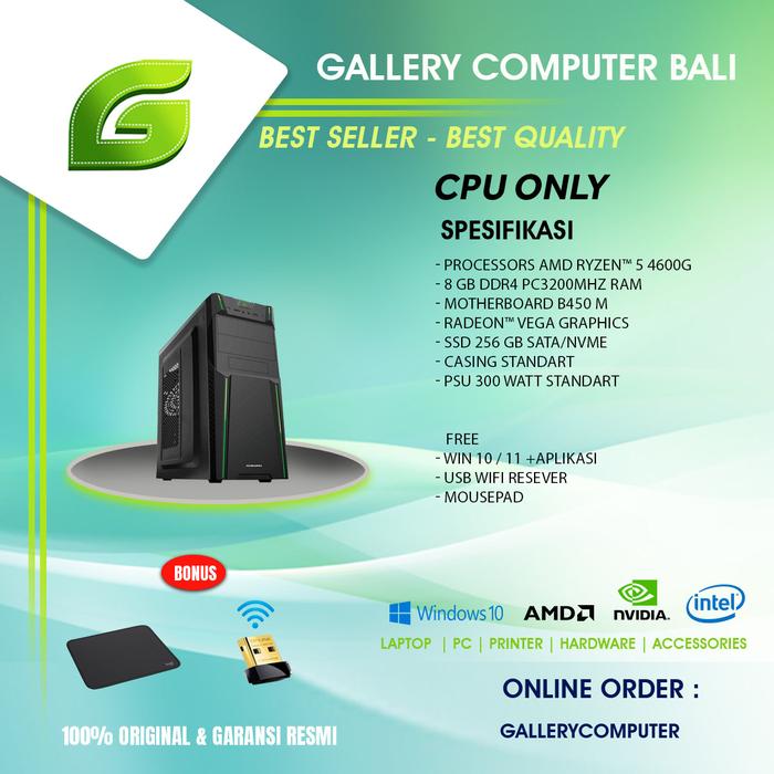 Jual cpu only komputer pc rakitan amd ryzen 4600g Kota