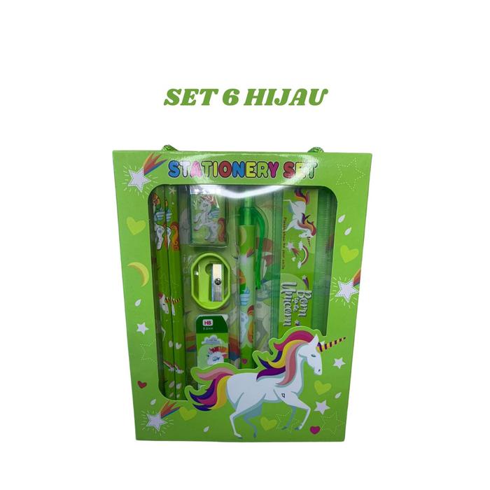Gambar SET6 - Alat Tulis Pensil Set 6 in 1 Souvenir Sekolah - Hijau dari ZES STORE ACC undefined Tokopedia