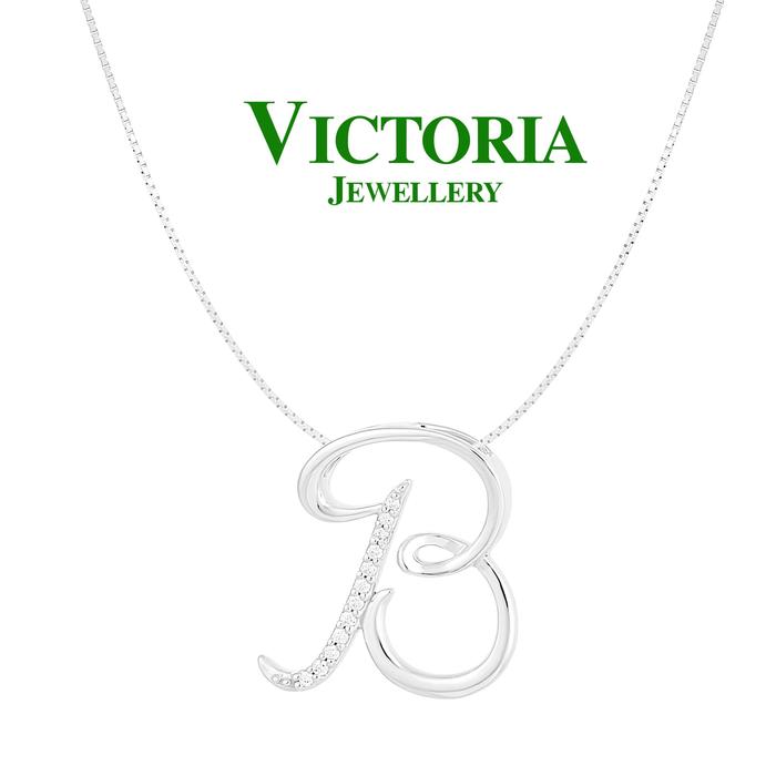 Gambar Liontin Berlian Inisial Series A- Z  White Gold Victoria Jewellery - B dari Victoria Jewellery Online Kota Administrasi Jakarta Selatan Tokopedia