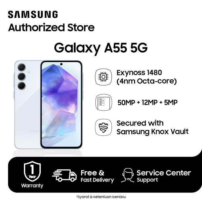 Gambar Samsung Galaxy A55 5G 12/256Gb - Ice Blue dari tahaki berkah jaya_NEW undefined Tokopedia