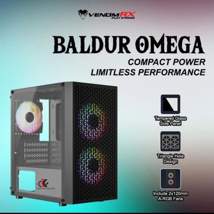 Gambar Venomrx Baldur Omega Black / White Free 2 Fan ARGB Micro ATX Casing PC - Hitam dari Dunia Komputer KDI undefined 4 Tokopedia
