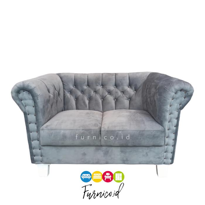 Gambar sofa set mewah seribu kancing CHESTERFIELD cobuzier jaguar - ELITE GRAY, 1 SEATER dari FURNICO.ID undefined 4 Tokopedia