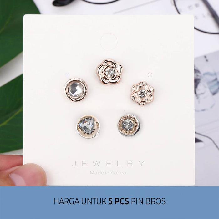 Gambar Pin bros peniti mini kancing kecil mutiara silver wanita hijab jilbab - Set 5 W rhines dari numbertwo ID undefined Tokopedia