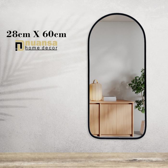 Gambar CERMIN OVAL AESTHETIC - CERMIN DINDING - CERMIN GANTUNG -CERMIN TEMPEL - HITAM KARET, 30cm x 86cm dari NuansaHomeDecor undefined Tokopedia