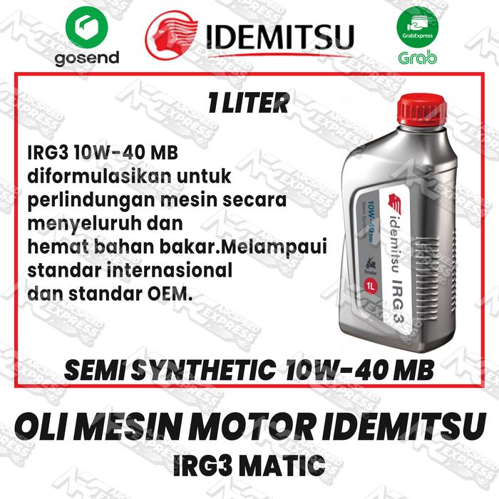 Gambar Oli Idemitsu IRG 3 2T IRG 5 IRG 7 Matic Scooter Motorcycle 10w40 1 L - IRG3 Matic dari ArcspeedExpress undefined Tokopedia